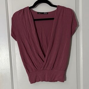 Rebel Sugar Mauve V-Neck Blouse